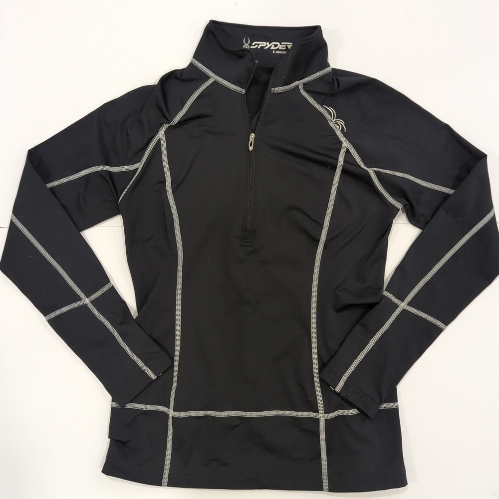 Spyder Black Performance Pullover Half Zip Longsleeve - Women's Size 6 Sporty